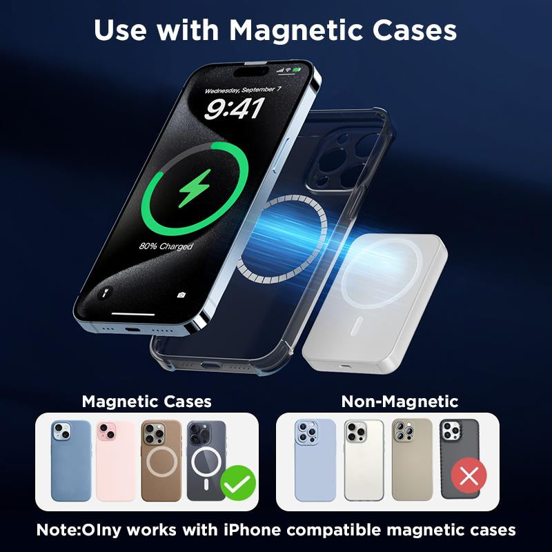 Power Up Anywhere: 5000mAh Magnetic Power Bank with Wireless Fast Charging for iPhone 17/16/15/14/13/12/Plus/Pro Max - Compact & Portable Battery Solution