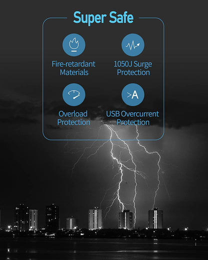 Ultimate Power Strip Tower: 15W Magnetic Wireless Charger with 12 AC Outlets, 6 USB Ports & 6.5Ft Extension Cord - Sleek White Design for Home and Office