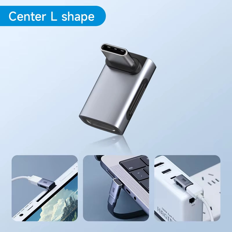 Experience Lightning Fast 240W USB C to C 90-Degree Adapter - 40Gbps 8K 60Hz Converter for Thunderbolt 4/3, Perfect for MacBook, iPhone 17 Pro, and Tablets!