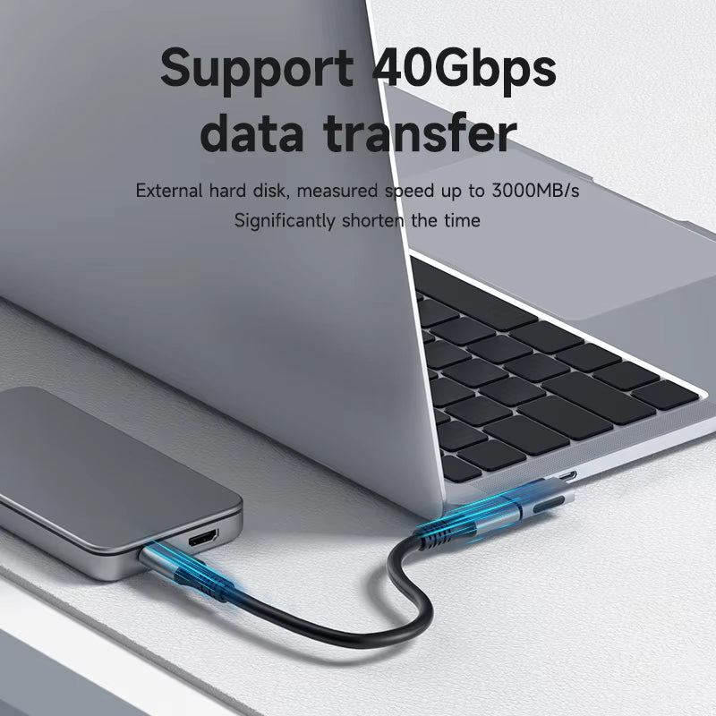 Experience Lightning Fast 240W USB C to C 90-Degree Adapter - 40Gbps 8K 60Hz Converter for Thunderbolt 4/3, Perfect for MacBook, iPhone 17 Pro, and Tablets!