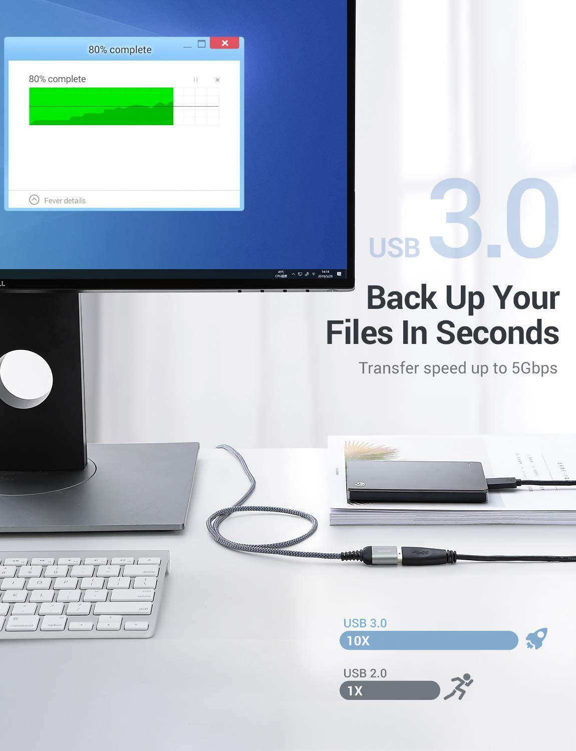 Unlock High-Speed Data Transfer with Our 2-Pack USB 3.0 Extension Cables - 6.6ft Braided Design for Ultimate Durability and Compatibility with All Your Devices