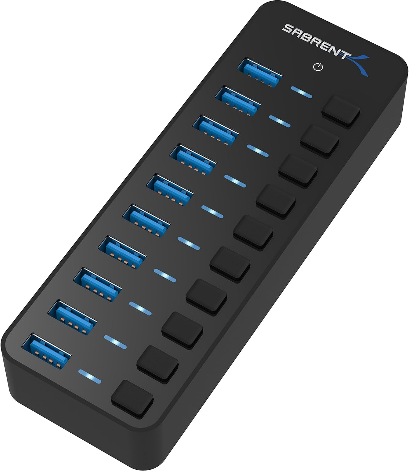 Elevate Your Setup with the 10-Port 60W USB 3.0 Hub - Fast Charging, Individual Power Switches & LEDs Included!